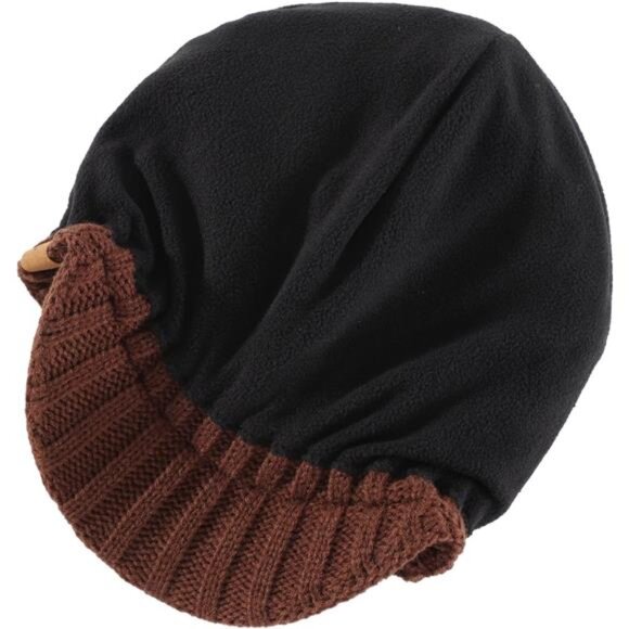 Men's Winter Hat Thick Knit Beanie Cap Coffee - Picture 3 of 6